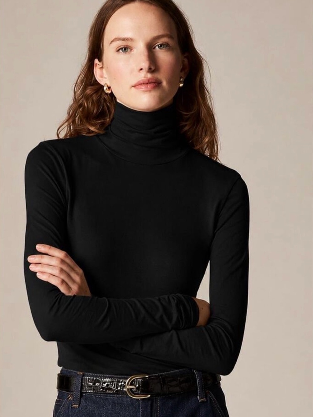 J. Crew Feather Jersey Black Turtleneck